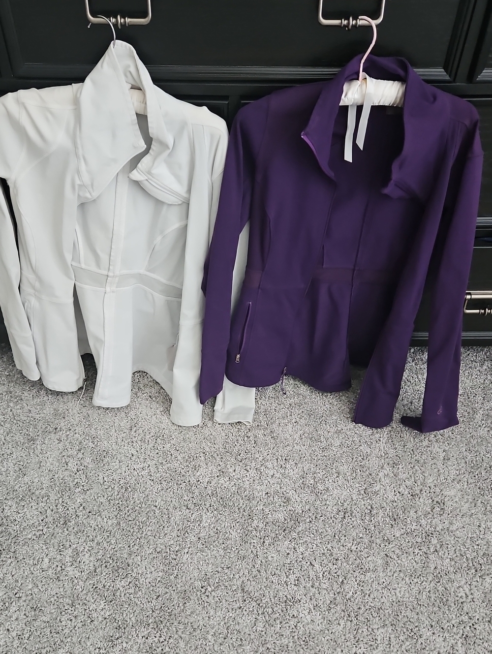 CALIA by Carrie Underwood White and Purple Zip-Front Utility Jackets (Pair)